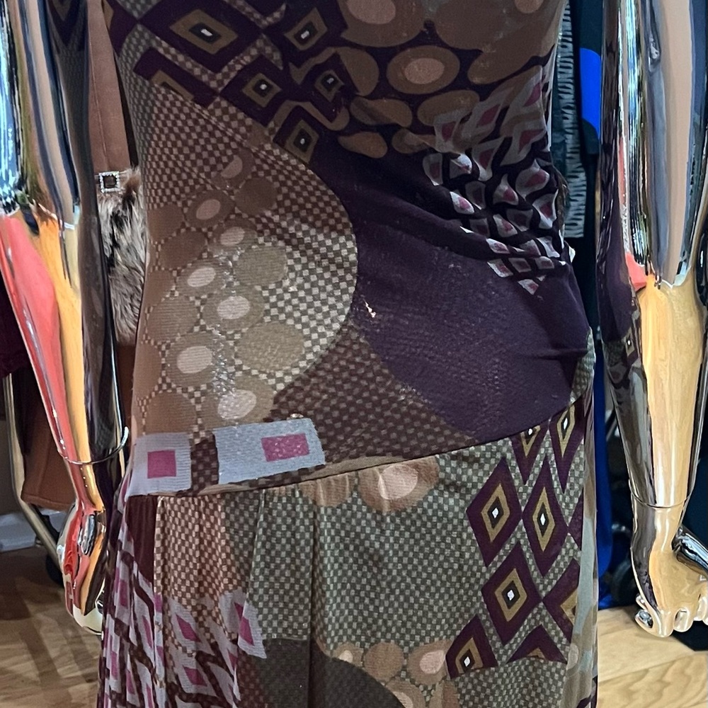 Fuzzy Multicolor Geometric Pattern Dress - image 3